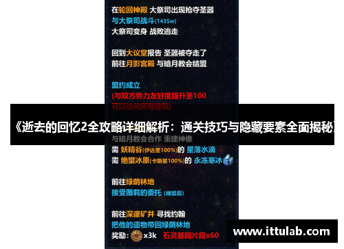 《逝去的回忆2全攻略详细解析:通关技巧与隐藏要素全面揭秘》